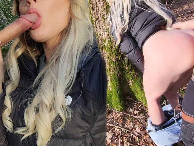 Litclit - Spontaner Outdoor Fick im Wald mit süßer Blondine in Daunenjacke | Großer Cumshot