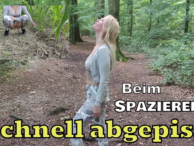 Pipi machen beim Waldspaziergang mit blondehexe